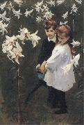 John Singer Sargent Garden Study of the Vickers Children oil painting